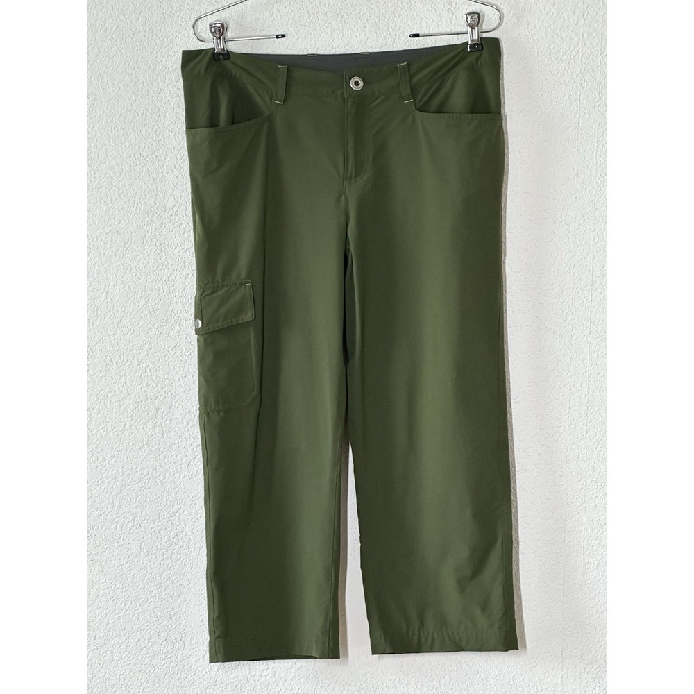 Patagonia Women Sz 8 Green Nylon Cargo Capri Hiking Outdoor Trail Travel 32x21.5